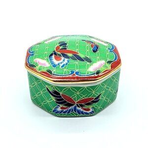 Vintage Takahashi Cloisonne Hand-Painted Floral Porcelain Trinket Box